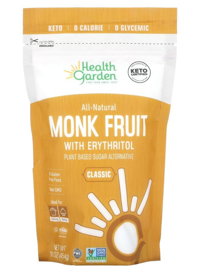 Health Garden All-Natural Monk Fruit with Erythritol Plant Based Sugar Alternative Classic 1 lb (454 g)