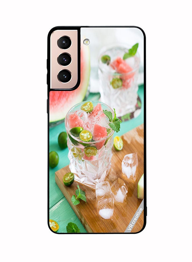 VR CREATIVE Protective Case Cover For Samsung Galaxy S21 5G Chilling Melon Design Multicolour - Image 1