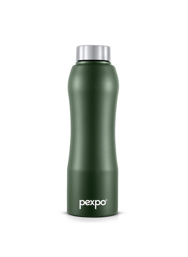 PEXPO Bistro ISI Certified Stainless Steel Fridge/Sports Water Bottle 1 Litre, Military Green|Steel Cap Single Walled | Easy Grip | Leakproof for Home, Office, Gym, School, Yoga,Hike,Men,Women&Kids - Image 1