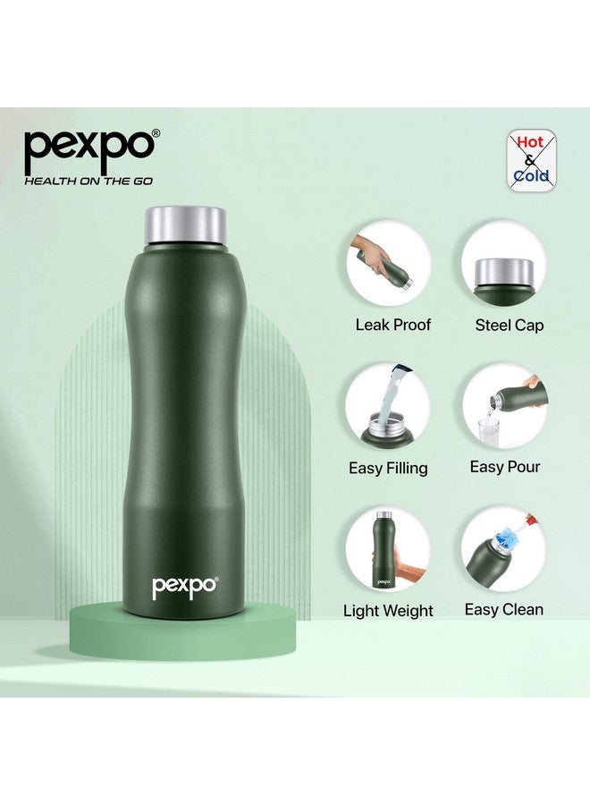 PEXPO Bistro ISI Certified Stainless Steel Fridge/Sports Water Bottle 1 Litre, Military Green|Steel Cap Single Walled | Easy Grip | Leakproof for Home, Office, Gym, School, Yoga,Hike,Men,Women&Kids - Image 3
