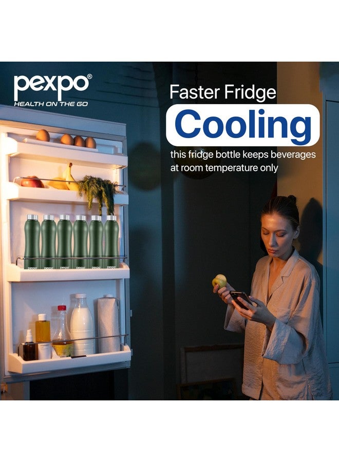 PEXPO Bistro ISI Certified Stainless Steel Fridge/Sports Water Bottle 1 Litre, Military Green|Steel Cap Single Walled | Easy Grip | Leakproof for Home, Office, Gym, School, Yoga,Hike,Men,Women&Kids - Image 4