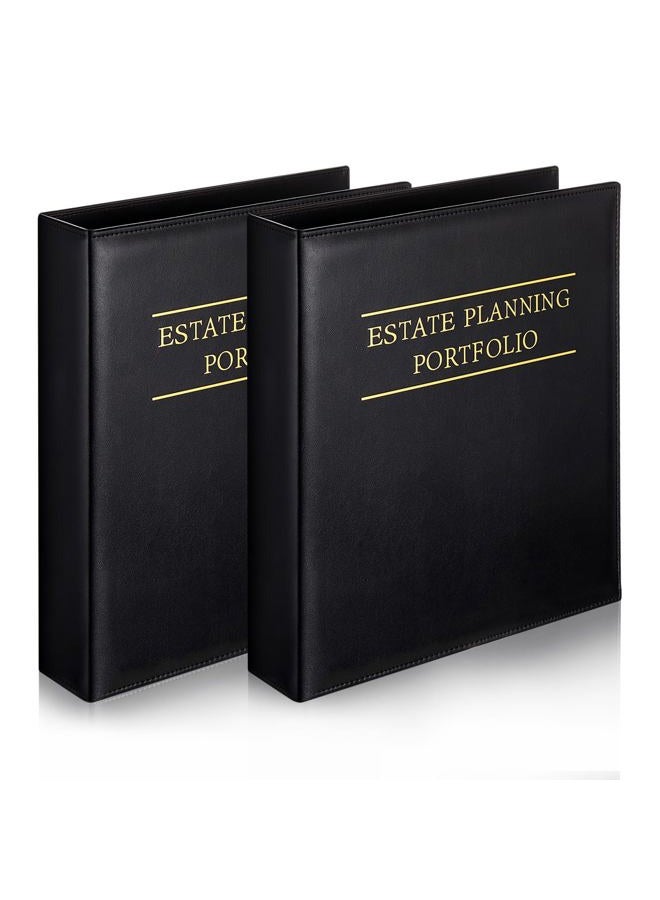 Skyygemm 2 Pcs Estate Planning Portfolio Black PU Leather Binder 3 Ring Binders with Gold Title and Index Tab Dividers, Planner Binder 12.6'' x 11.22'' x 2.17'' Estate Planning Organizer - Image 1