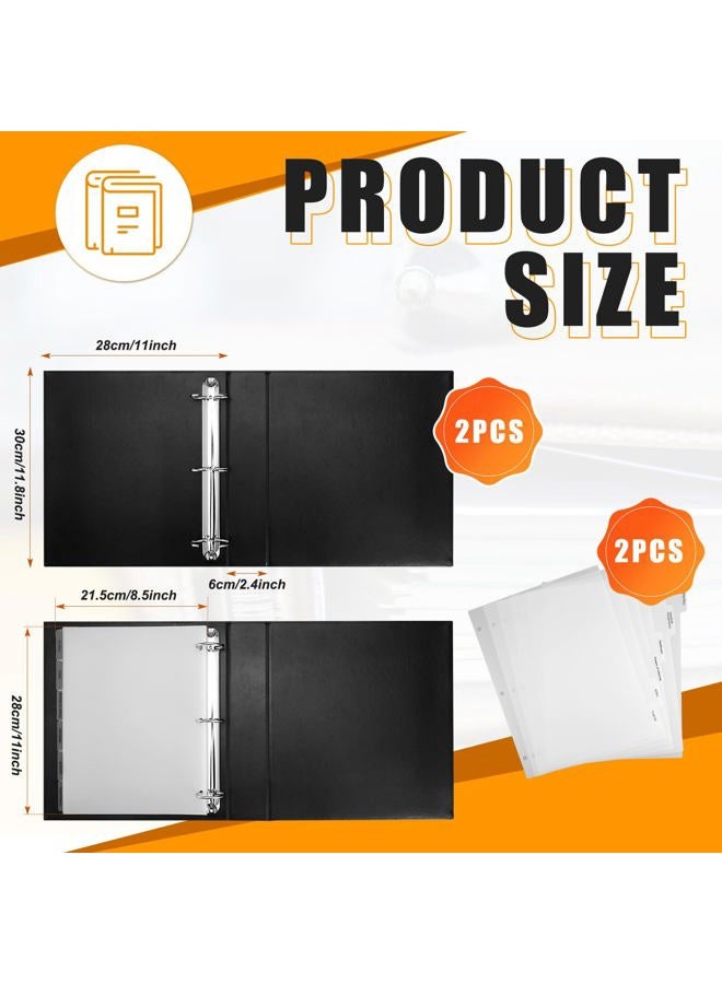Skyygemm 2 Pcs Estate Planning Portfolio Black PU Leather Binder 3 Ring Binders with Gold Title and Index Tab Dividers, Planner Binder 12.6'' x 11.22'' x 2.17'' Estate Planning Organizer - Image 2