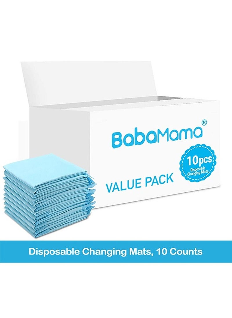 Babamama - Disposable Changing Mats, 10 Counts, Soft Waterproof Mat, Portable Leak Proof Changing Mat, New Mom Leak-Proof Under pad, Mattress Table Protector Pad - Image 1