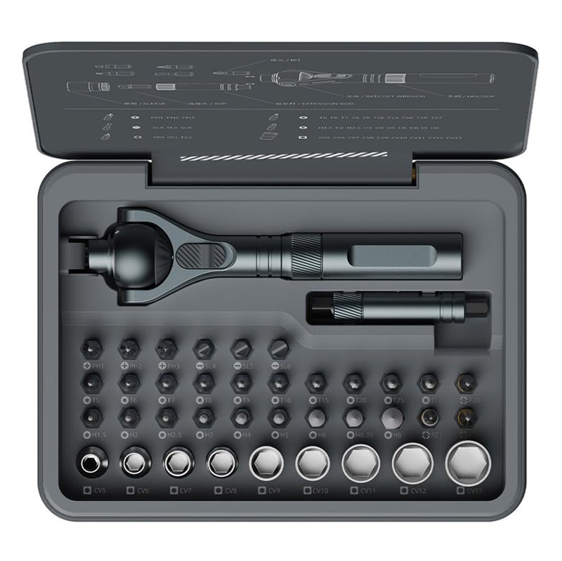 ATuMan 40 in 1 magnetic ratchet screwdriver set with Detachable Handle, 180Â° Ratchet Head, 45-Tooth Mechanism, Magnetic Tool Kit with Case for Computer, Electronics Repair, Ideal for Home, DIY - Image 1