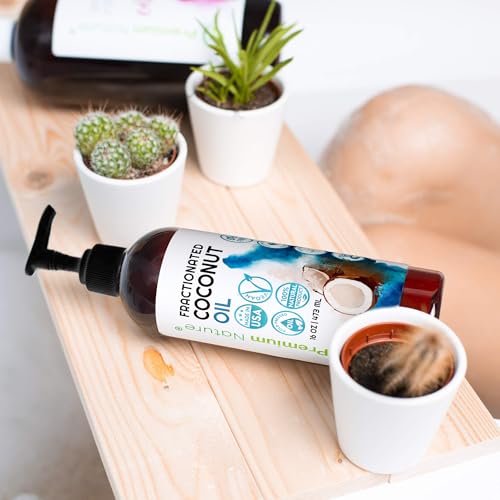 Premium Nature Fractionated Coconut Oil for Skin Moisturizer with Pump Massage Oils Best Carrier for Essential Oils Mixing Body OUL for Dry Skin Moisturizer Natural Oi for Face Hair Body 16oz - Image 3