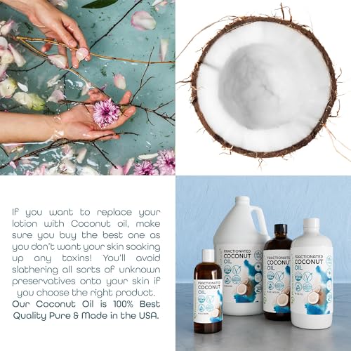 Premium Nature Fractionated Coconut Oil for Skin Moisturizer with Pump Massage Oils Best Carrier for Essential Oils Mixing Body OUL for Dry Skin Moisturizer Natural Oi for Face Hair Body 16oz - Image 4