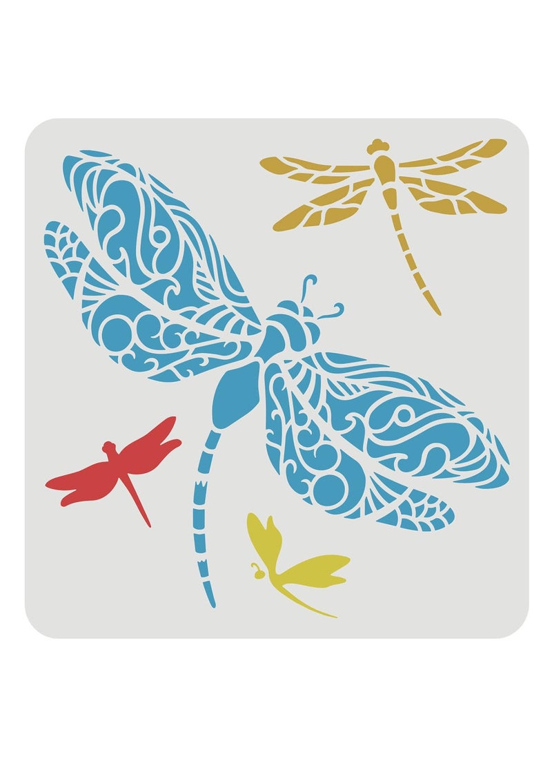 FINGERINSPIRE FINGERINSPIRE Dragonfly Stencils 11.8x11.8 inch DIY Dragonfly Stencil Template Plastic Dragonfly Pattern Stencils Reusable Dragonfly Stencils DIY Decor Stencil for Painting on Wood Floor Wall  - Image 1