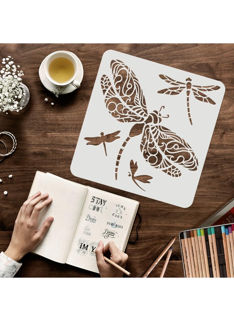 FINGERINSPIRE FINGERINSPIRE Dragonfly Stencils 11.8x11.8 inch DIY Dragonfly Stencil Template Plastic Dragonfly Pattern Stencils Reusable Dragonfly Stencils DIY Decor Stencil for Painting on Wood Floor Wall  - Image 3