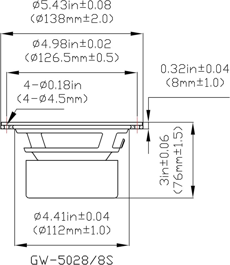مكبر صوت بديل Goldwood Sound, Inc. GW-5028/S محمي 5.25 بوصة 130 واط 8 أوم، أسود - Image 2