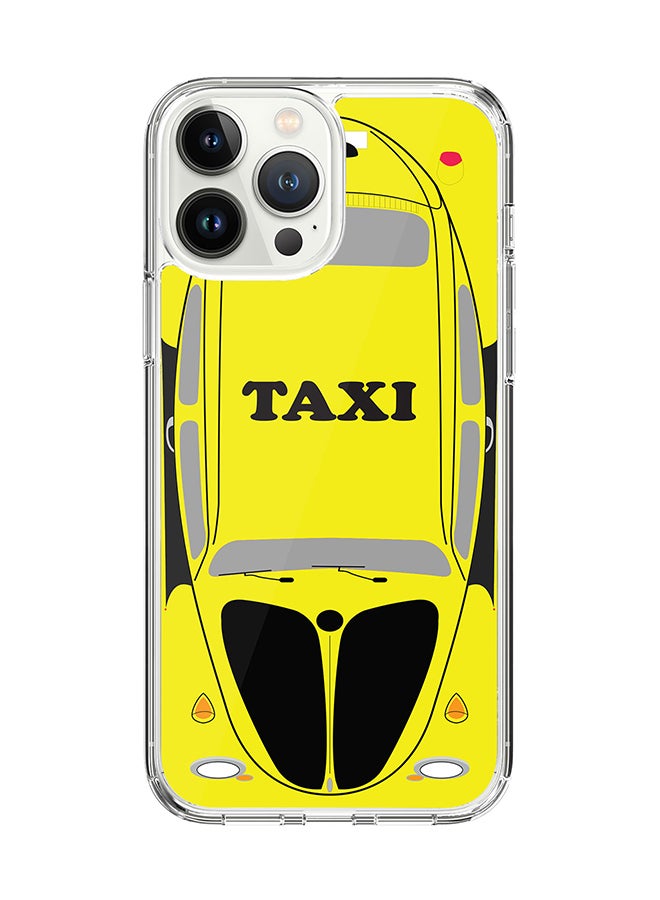 Classic Clear for Apple iPhone 14 Pro Max Case Hybrid Soft Cover Flexible Edges Anti Drop TPU PC Gel Thin Transparent Cover - Yellow Taxi Full Print