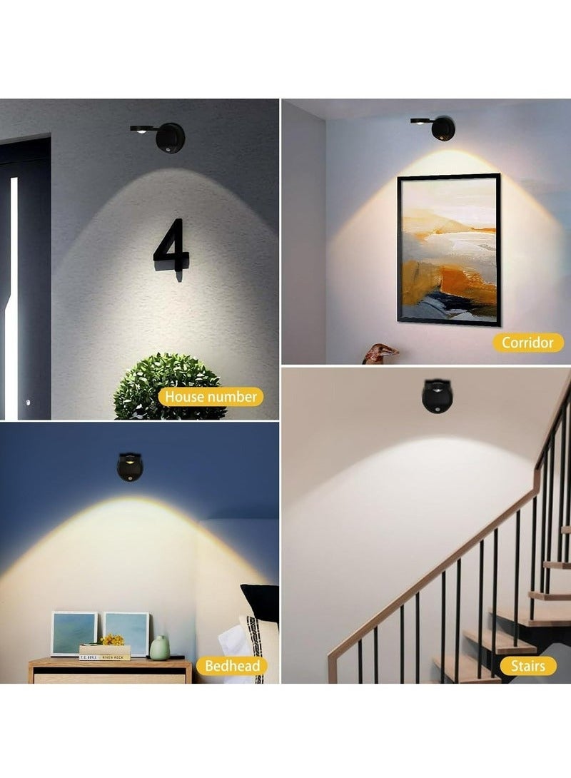 عربست مصباح حائط على شكل عين قطة LED مزود بمستشعر حركة، إضاءة مميزة قابلة للتعتيم 360 درجة قابلة لإعادة الشحن للوحات الفنية - Image 5