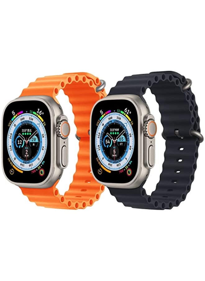 IAF - Silicone Ocean Band Strap Orange Silicone Ocean Band Strap Black Set of 2 for Apple Watch Ultra 8 49mm - Image 1