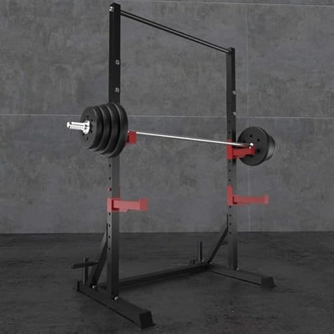 rayihni Adjustable Squat Rack & Bench Press Stand – Multifunctional Barbell Rack For Men’S Fitness, Home Gym Strength Training, Weight Lifting And Indoor Workouts - Image 4