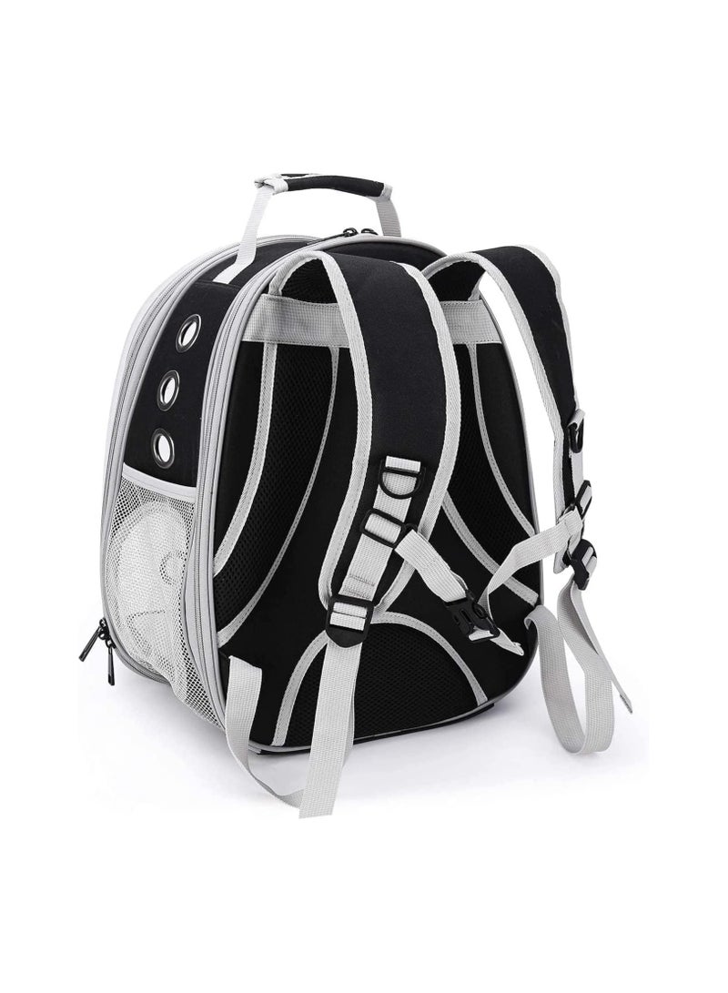 حقيبة ظهر شفافة وجيدة التهوية لحمل ونقل الحيوانات الاليفة مثل الكلاب والقطط في الخارج او عند السفر لون اسود - Image 3