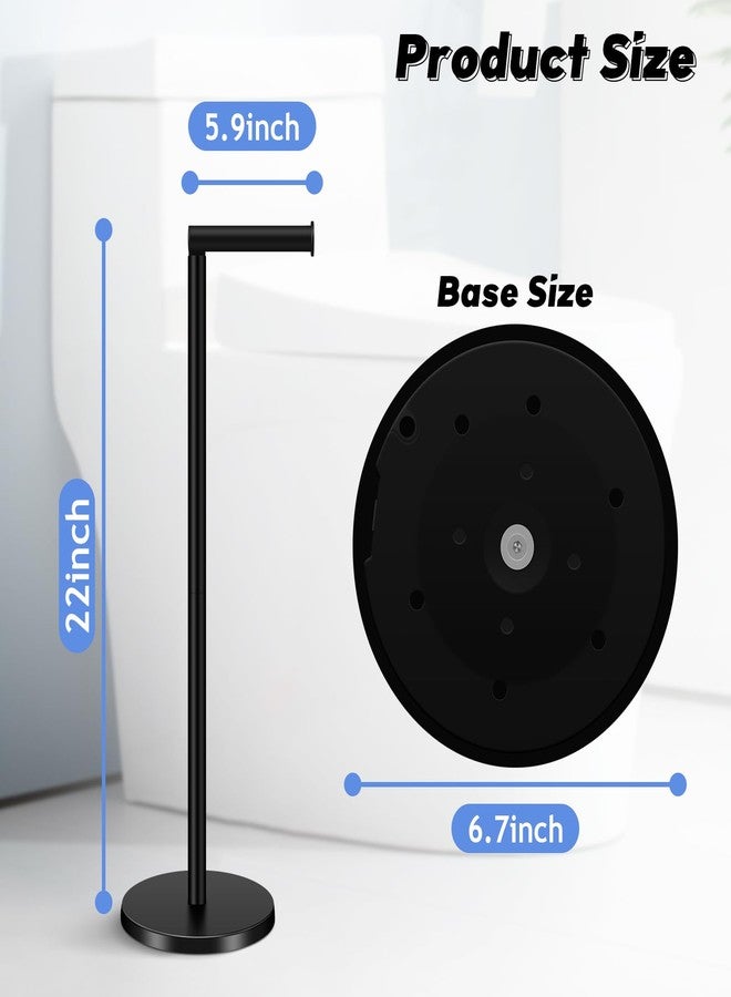 TACGEA Toilet Paper Holder Stand, Bathroom Toilet Paper Roll Holder Stainless Steel Free Standing, Storage for 4 Rolls of Paper, Matte Black - Image 2