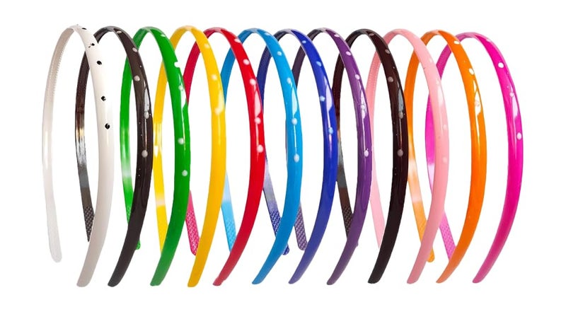 HOMEMATES Set of 12 Women Fancy Stylish Polka Plastic Headband Hairband Girls Women Hair Accessoriesmulticolour - Image 1
