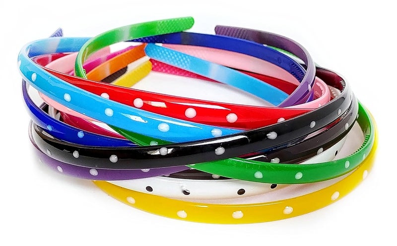 HOMEMATES Set of 12 Women Fancy Stylish Polka Plastic Headband Hairband Girls Women Hair Accessoriesmulticolour - Image 2