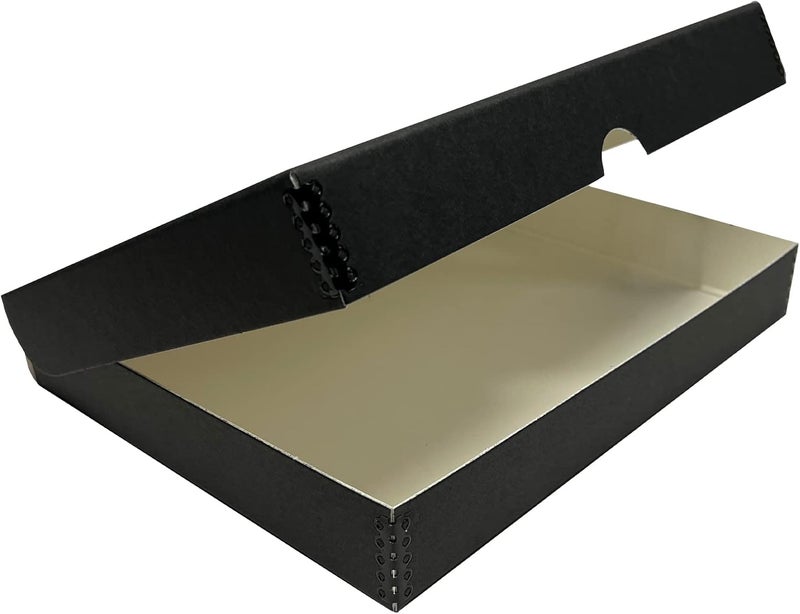 Lineco Archival Folio Storage Box with Clamshell Lid - 9.5 x 12.5 x 1.75 inches - Durable Metal Edge Construction - Image 1