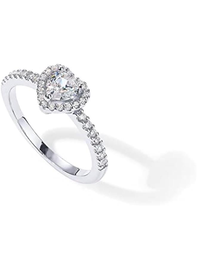 PAVOI 14K Gold Plated Halo Ring | Heart Ring for Women | Square Round Promise Rings for Her - Image 3