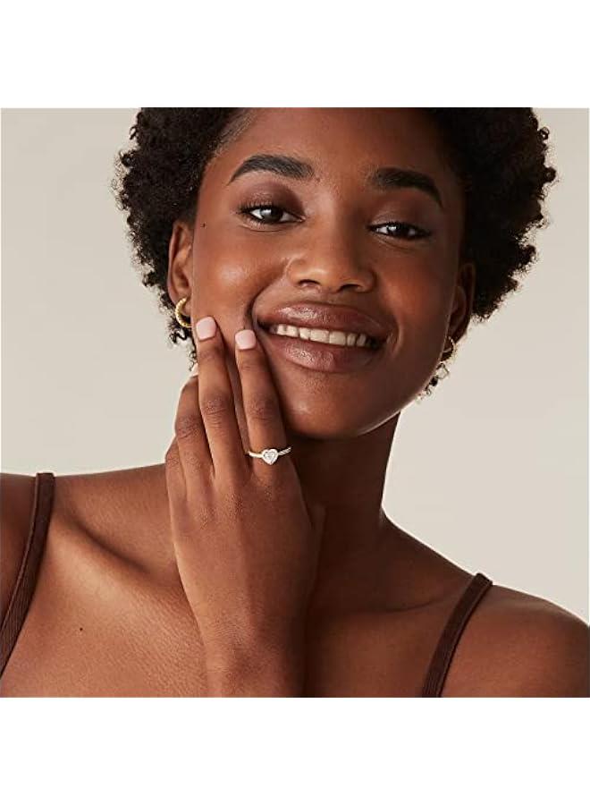 PAVOI 14K Gold Plated Halo Ring | Heart Ring for Women | Square Round Promise Rings for Her - Image 4