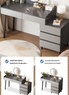 Sharpdo Modern Minimalist Dressing Table with LED Makeup Mirror and 3 Drawers for Storage 100*40*116CM  - Image 4