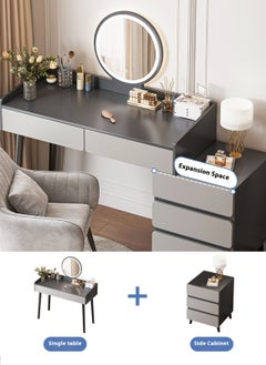 Sharpdo Modern Minimalist Dressing Table with LED Makeup Mirror and 3 Drawers for Storage 100*40*116CM  - Image 3