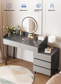 Sharpdo Modern Minimalist Dressing Table with LED Makeup Mirror and 3 Drawers for Storage 100*40*116CM  - Image 5