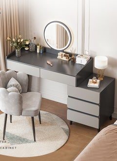 Sharpdo Modern Minimalist Dressing Table with LED Makeup Mirror and 3 Drawers for Storage 100*40*116CM  - Image 1
