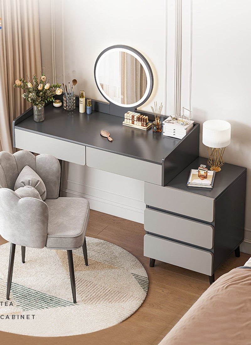 Sharpdo - Modern Minimalist Dressing Table with LED Makeup Mirror and 3 Drawers for Storage 100*40*116CM - Image 1