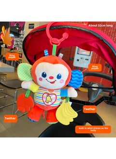 # Newborn Baby Cart Pendant Baby Comfort Bed Bell Rattle Wind Bell Car Hanging Plush Sound Travel To Play-Color:Red Monkey [teether]