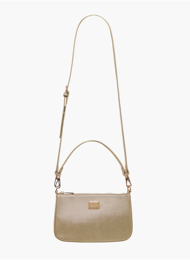 فلورا بيلا من شو إكسبرس Textured Shoulder Bag with Detachable Strap and Zip Closure