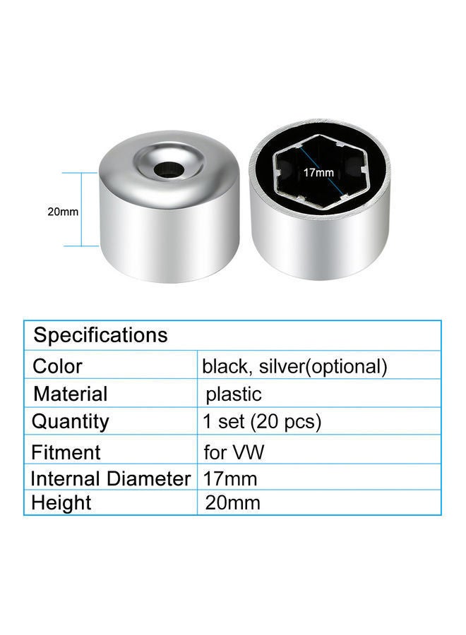 NIBEMINENT Set of 20 Car Wheel Nut Cups Bolt Cover for VW Golf Passat - Image 3