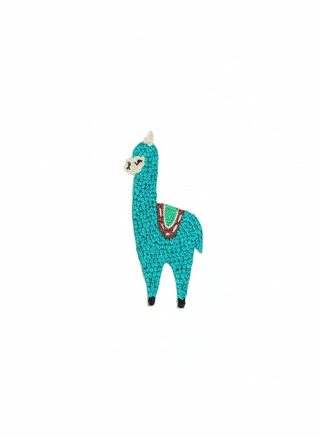 Abeo Blue Llama Hand Embroidered Brooch, Artisanal Beaded Design, 2 to 2.5 Inches - Image 1