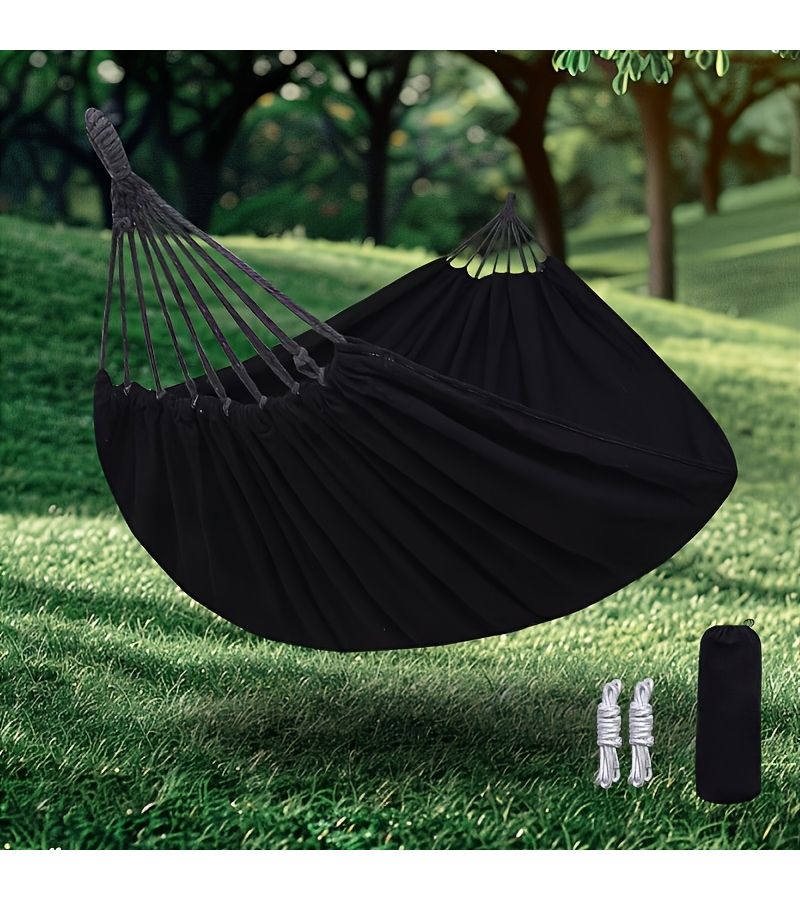 White Double Hammock For Two People High Weight Capacity With Thick Ropes And Portable Bag For Outdoor Camping Picnic And Travel - Image 5