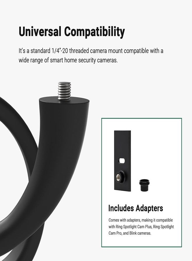 Holicfun Flexible Twist Mount for Indoor and Outdoor Security Cameras, Unversally Compatible with Ring, Blink, Eufy, Google Nest, Wyze, Arlo, Simplisafe and Other Cameras - Black - Image 3