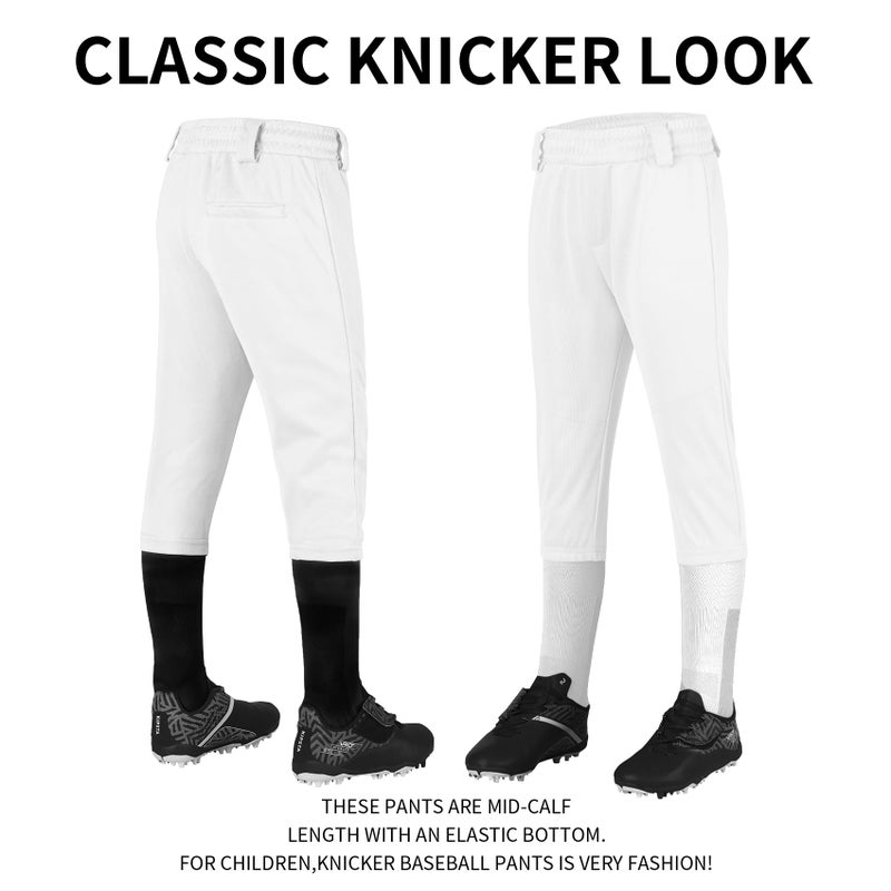 QBK 2T/3T/4T/5T to Youth Toddler Boys Knicker Baseball Pants Girl Softball Pants Kids Tee Ball Pants (White 3T) - Image 3