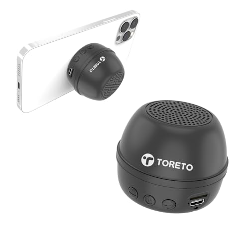 Toreto 6W Bluetooth Speaker, 4 Hours Playtime HD Sound, Rubber Finish, Bluetooth 5.3v/USB/TF Card/Aux in, Speaker for Phone, Laptop, Tablets, Easy Controls, Portable Speaker (Magno Beat, Black) - Image 1