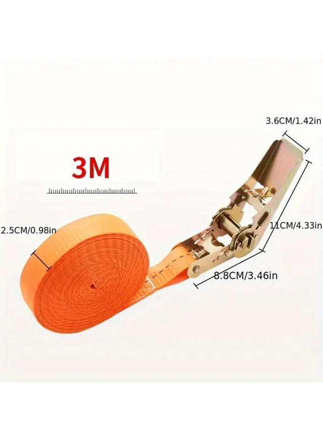 Heavy Duty 6M Ratchet Cargo Straps With Metal Buckle Foldable Wear Resistant Non Slip For Cars Trucks - Image 3