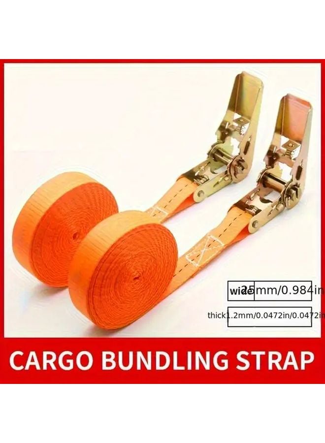 Heavy Duty 6M Ratchet Cargo Straps With Metal Buckle Foldable Wear Resistant Non Slip For Cars Trucks - Image 5