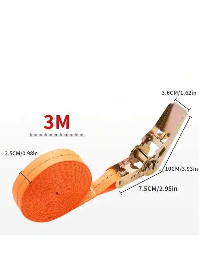 Heavy Duty 6M Ratchet Cargo Straps With Metal Buckle Foldable Wear Resistant Non Slip For Cars Trucks - Image 4