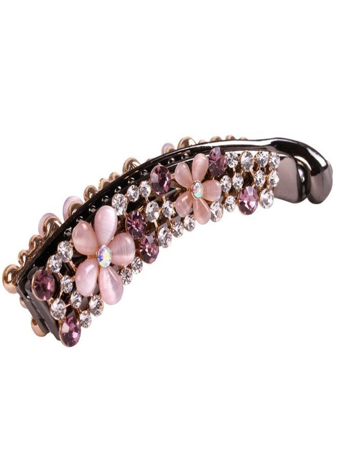 Ruihfas Sparkly Crystal Rhinestone Banana Hair Clips Comb for Lady Women Ponytail Holder (Purple) - Image 1