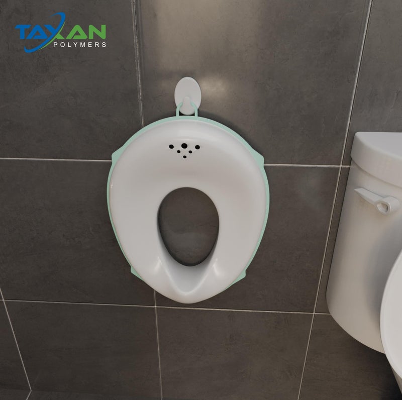 TAXAN POLYMERS TAXAN Aqua Premium Baby Potty Training Seat | Anti-Slip Rubber Grip & Splash Guard | Universal Toddler Toilet Seat for O, V, U-Type Toilets | Includes Free Storage Hook - Image 3