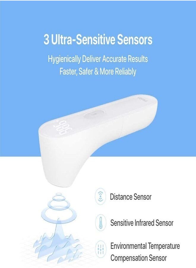 iHealth - iHealth Wireless No-Touch Forehead Thermometer, Digital Thermometer for Adults & Babies Bluetooth Thermometer with 3 Ultra Sensors, Large LED Display and Gentle Vibration Alert - Image 1
