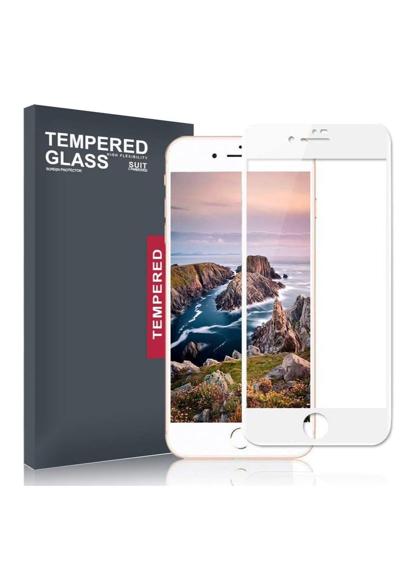 Meidom iPhone 8 /iPhone 7 /iphone 6 Screen Protector, 5D Full Coverage Tempered Glass Screen Protector - whait