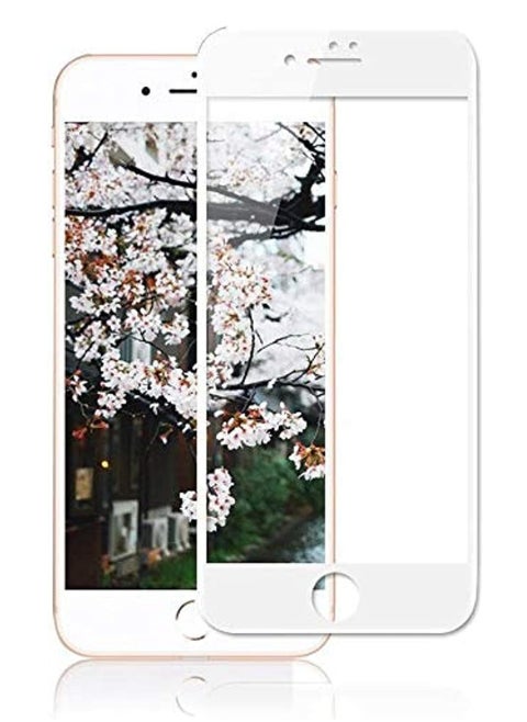 Meidom iPhone 8 /iPhone 7 /iphone 6 Screen Protector, 5D Full Coverage Tempered Glass Screen Protector - whait