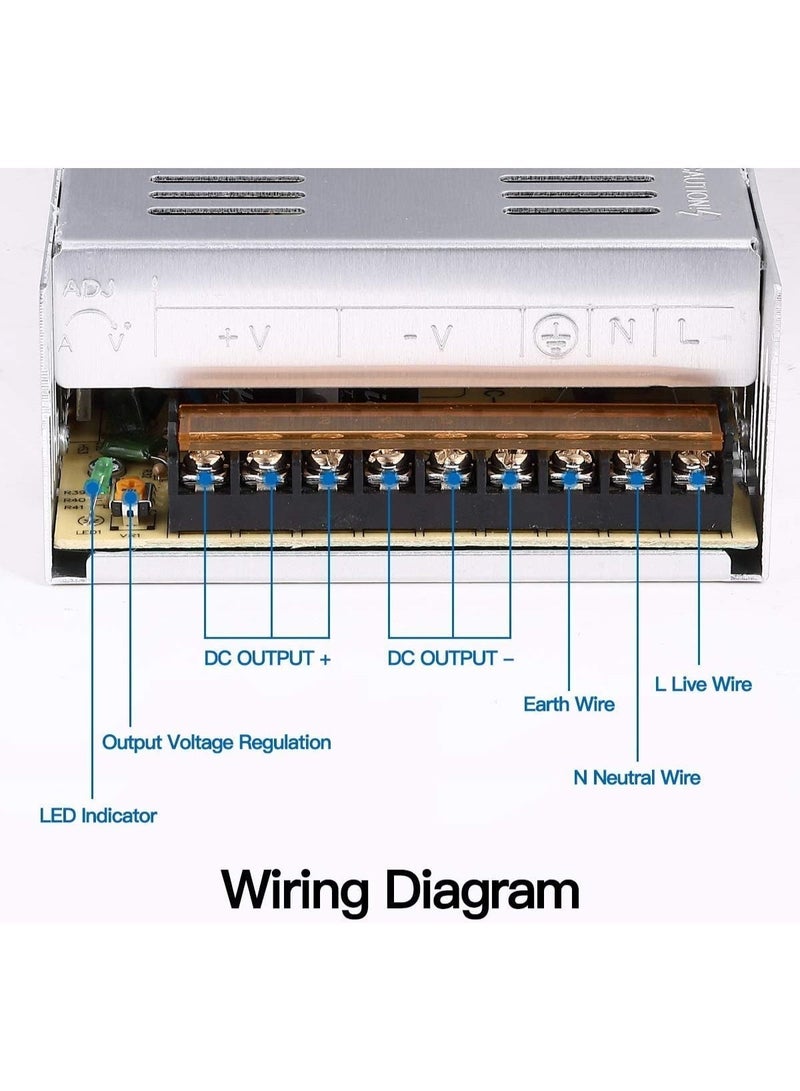 110V/220V AC to DC 12 Volt Universal Regulated Switching Transformer, 30A 360W Centralized Power Supply Transformer Adapter Driver for 3D Printer, CCTV, Radio, LED Strip Lights,Computer Project - Image 3