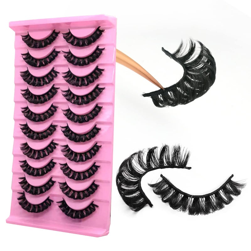 royaomis False Eyelash D Curl S06 10paris Mink Fur Faux Mink Cruelty Free Handmade Natural Look Pair 10 Count