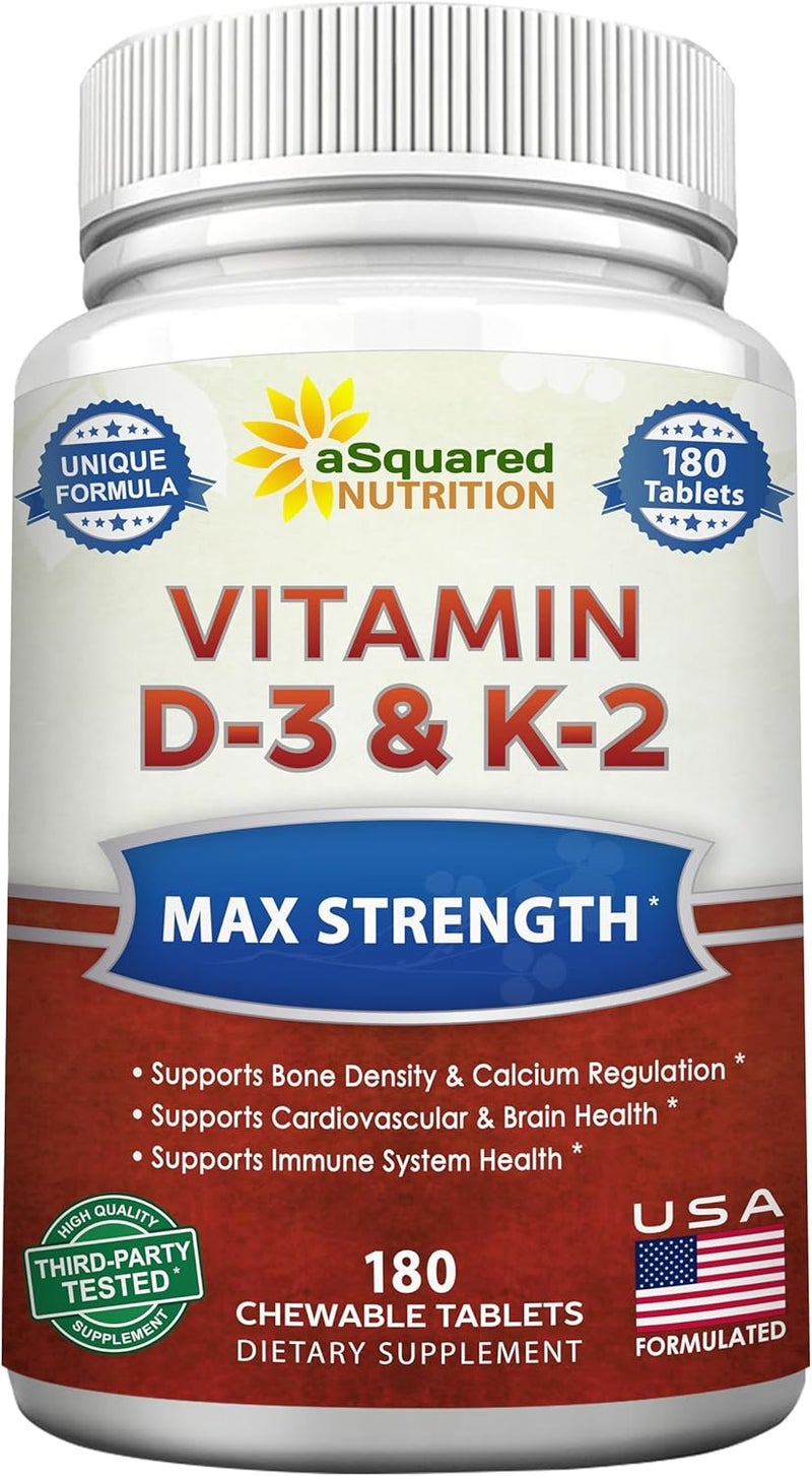 aSquared Nutrition Vitamin D3 & K2 Chewable Tablets for Adults - Image 1