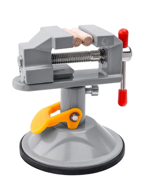 Mini Drill Press Vice with Suction Cup, Adjustable Carving Vise 360 Degrees Rotation Walnut Clamp Rotatable Table Bench Vice Clip On Tool for Jewelry Nuclear DIY Craft Sculpture - Grey